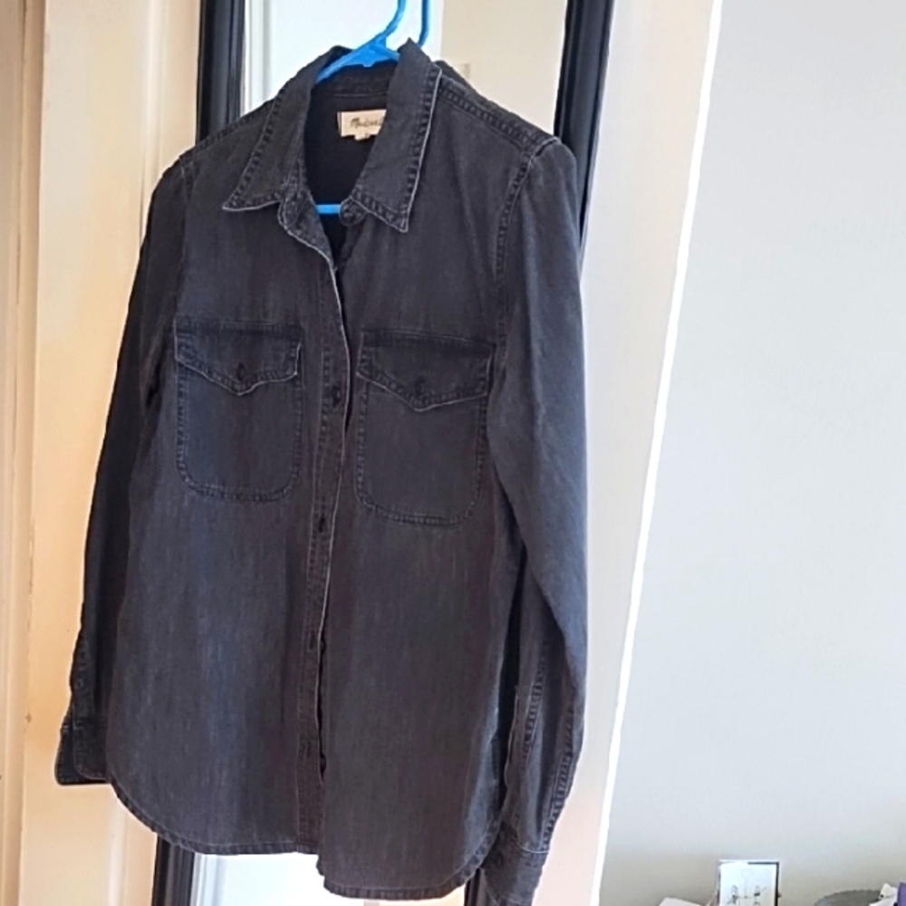 Madewell Women's Lightweight Black Denim Shirt Size Small